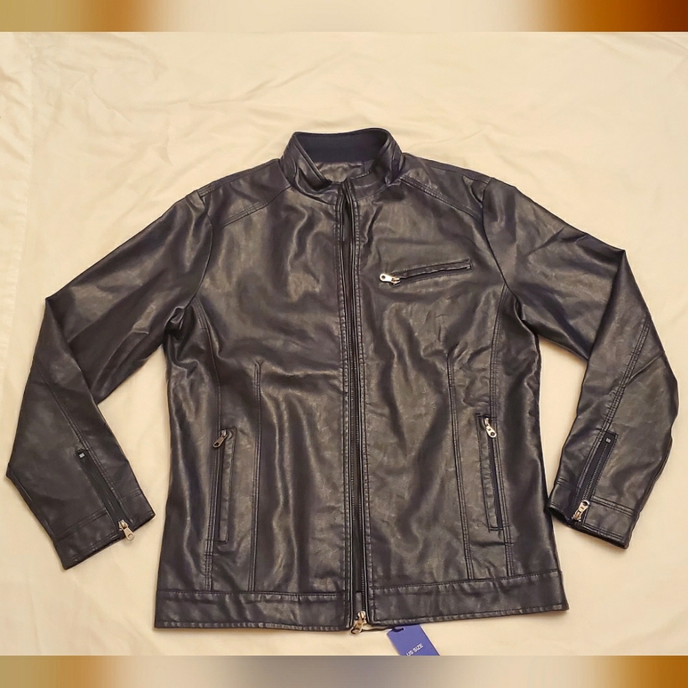 Mens Faux Leather Moto Jacket